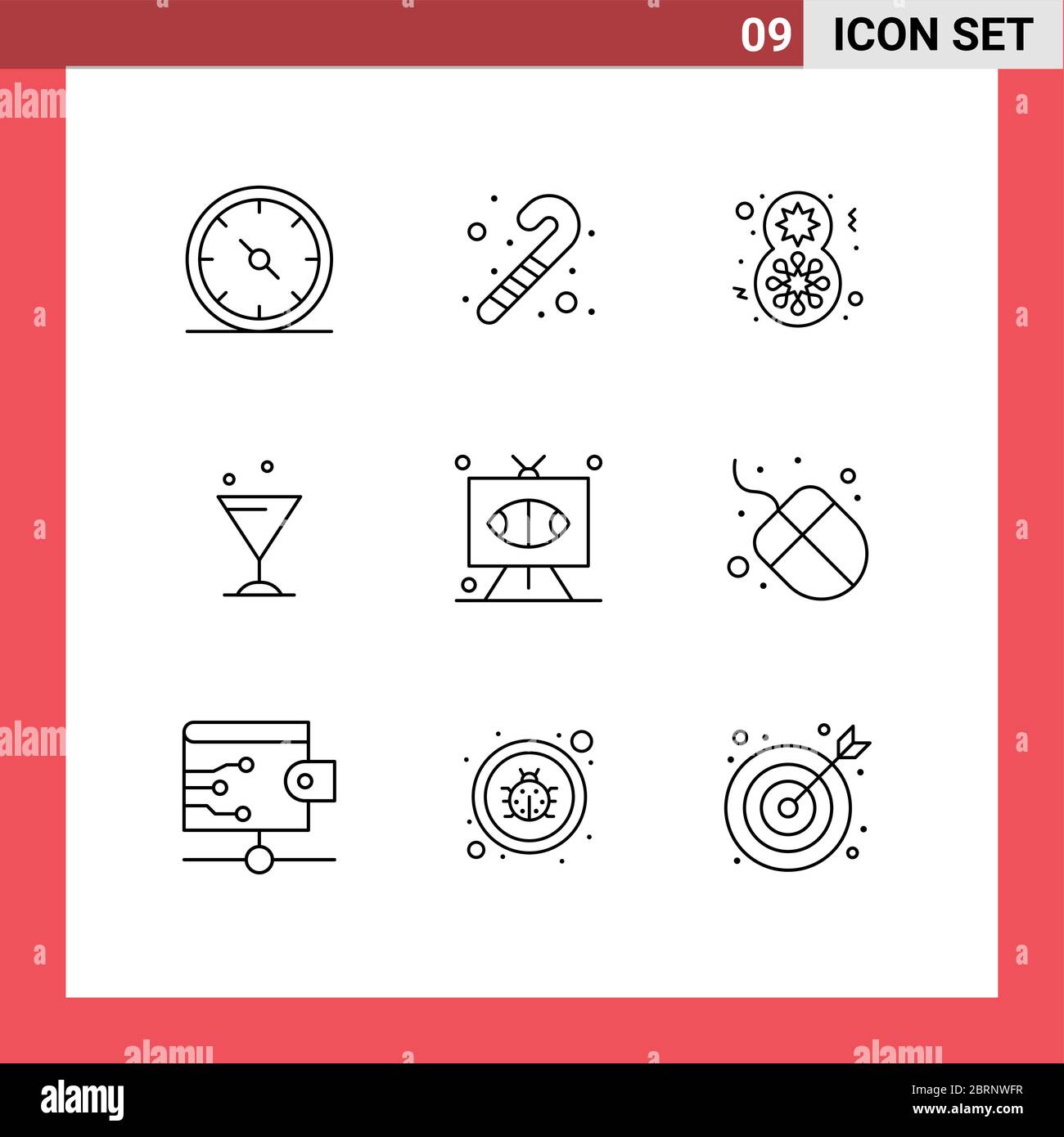 Set of 9 Modern UI Icons Symbols Signs for sports, game, flower, football, drink Editable Vector Design Elements Stock Vector