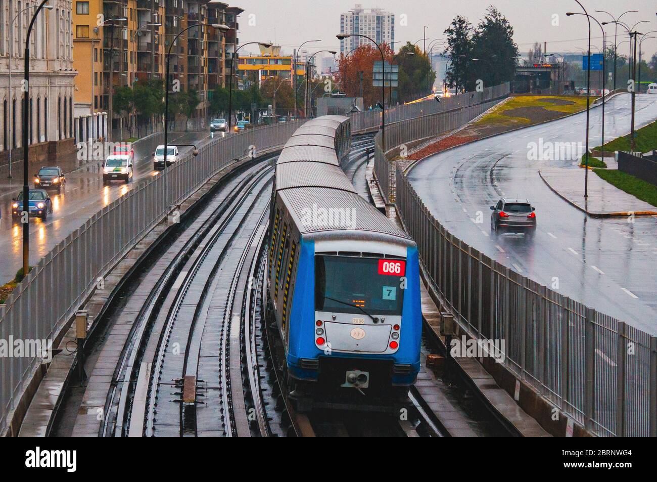 Santiago, Chile - June 2016: A Metro de Santiago Train at Line 2 Stock Photo
