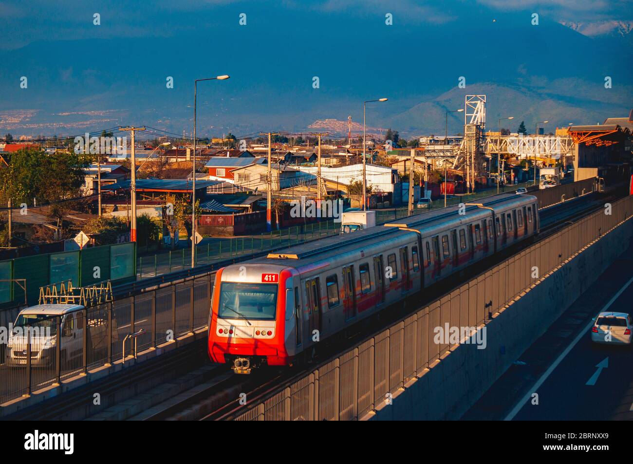 Santiago, Chile - July 2016: A Metro de Santiago Train at Line 4A Stock Photo