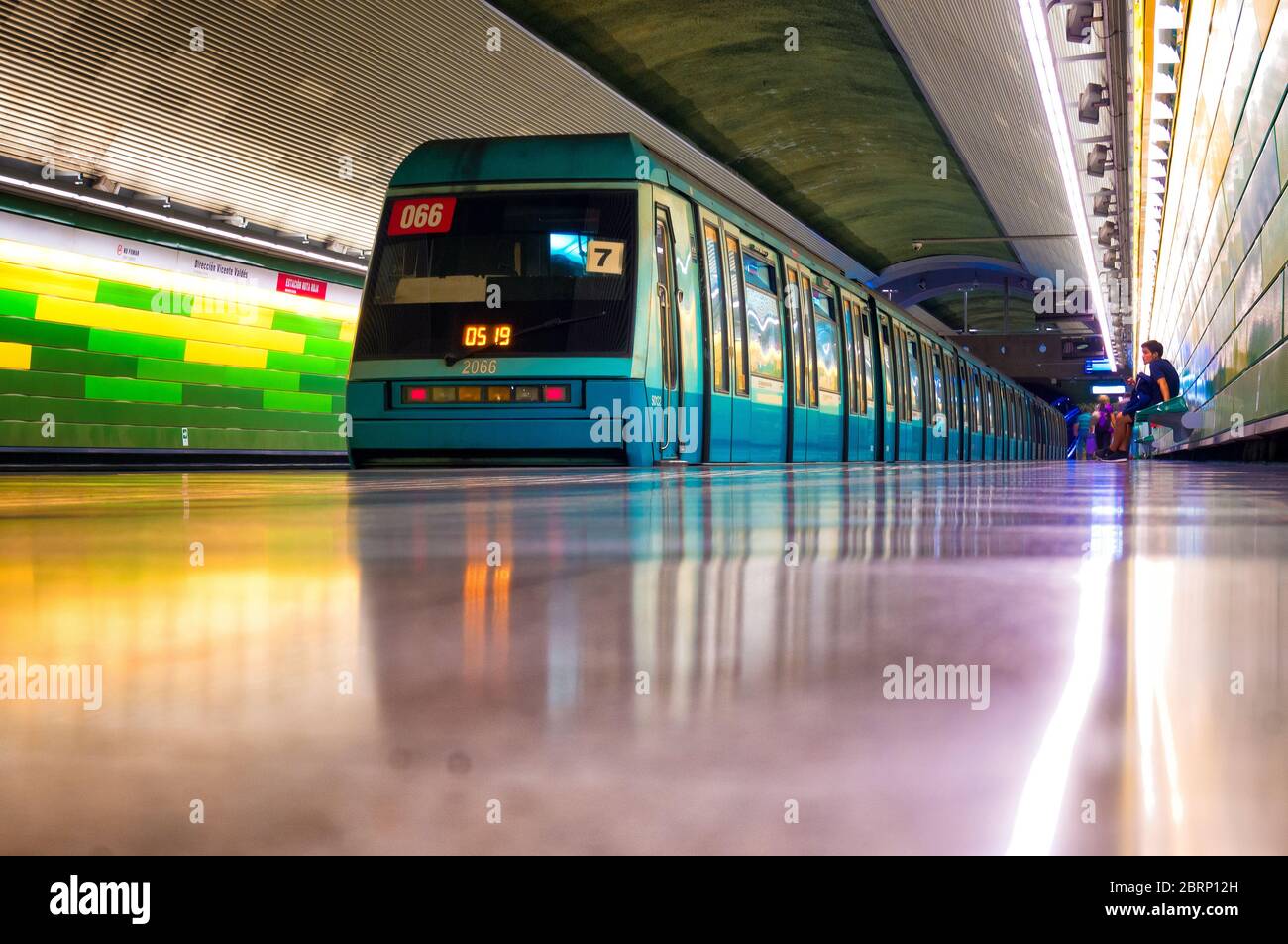 SANTIAGO, CHILE - FEBRUARY 2016: A Metro de Santiago train at Line 5 Stock Photo