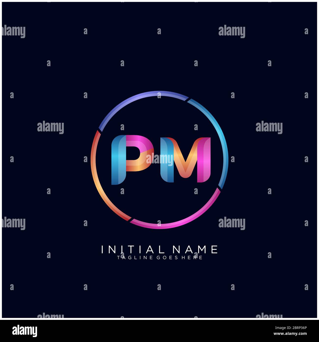 P m letter logo design on black color background Vector Image
