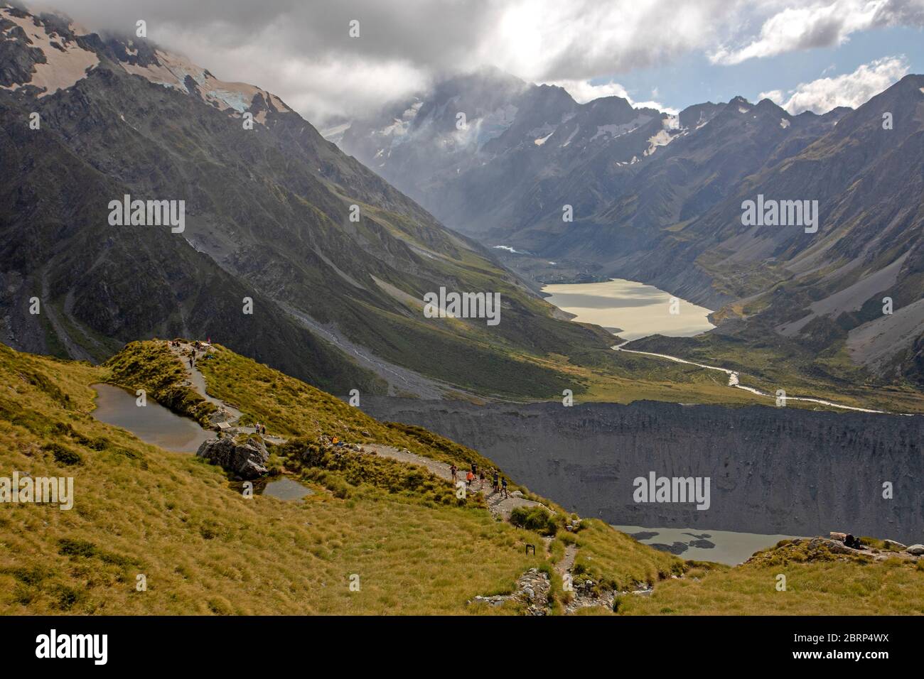 View over Sealy Tarns to the Hooker Valley Stock Photo