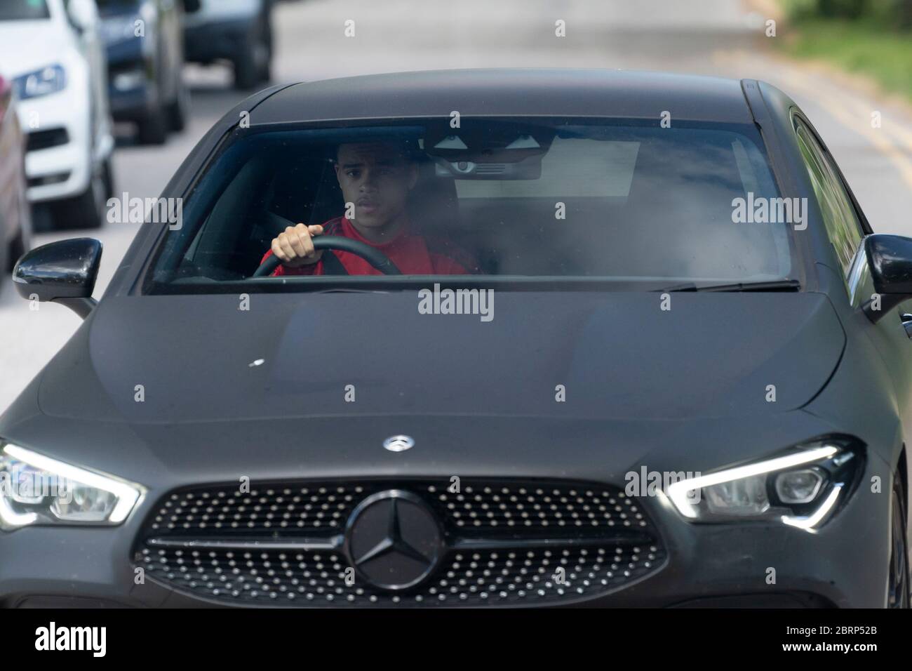 Manchester Uk 21st May 2020 Manchester United S Mason Greenwood Arrives At The Club S Carrington Training Ground