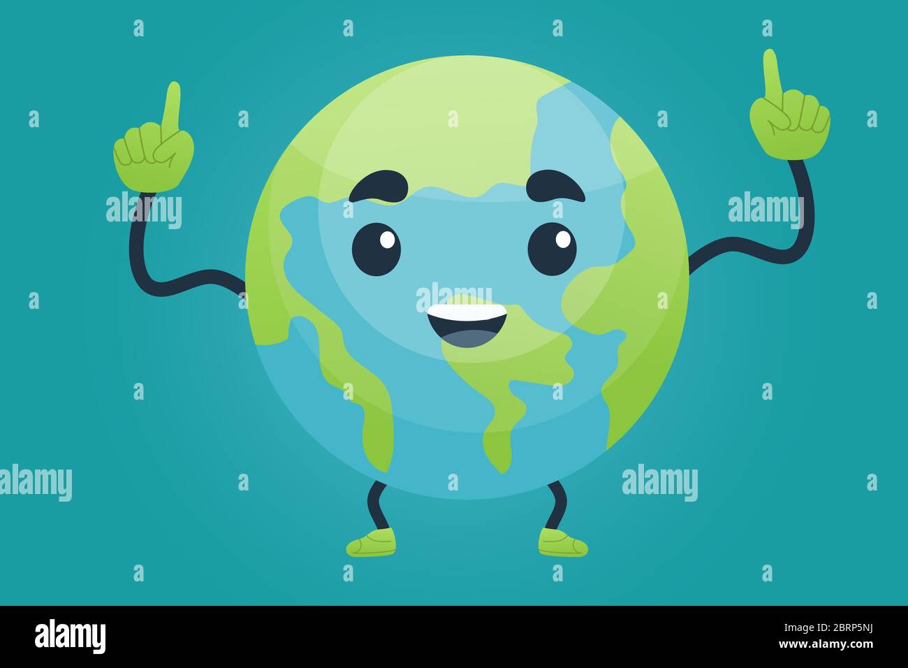 Novel coronavirus (Covid-19) outbreak impacts on earth. Happy face of earth after coronavirus outbreak. Cute world happy and good health. Green global Stock Vector