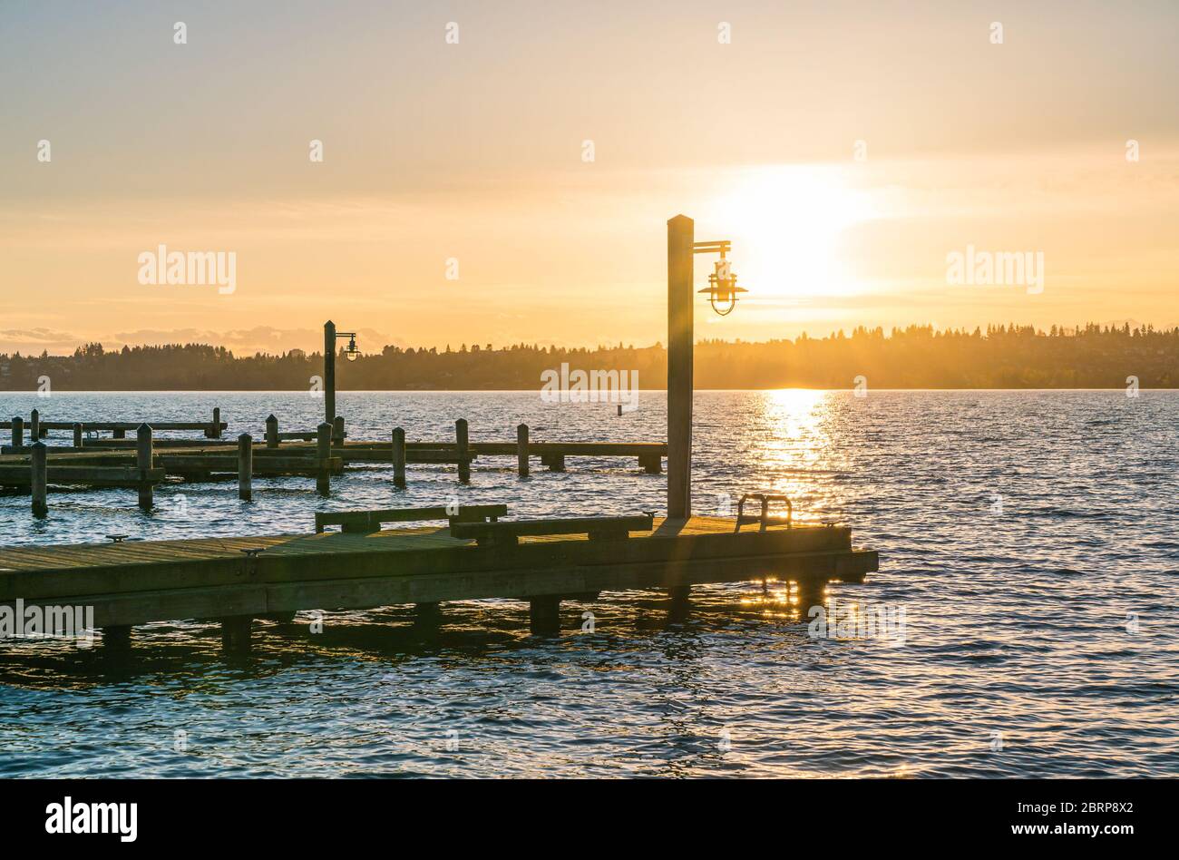 beautiful yatch dock in the sunset. Stock Photo