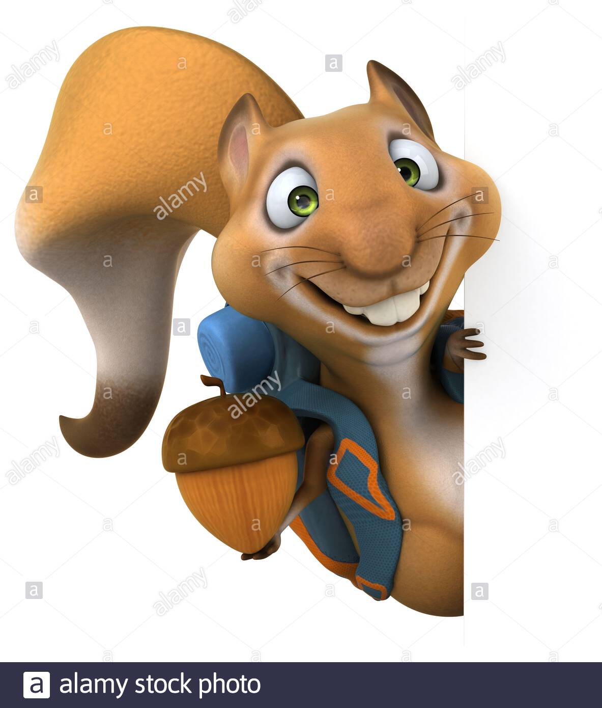 Fun 3d Squirrel Backpacker Cartoon Character Stock Photo Alamy