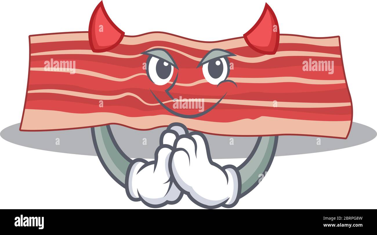 Bacon clothed as devil cartoon character design concept Stock Vector