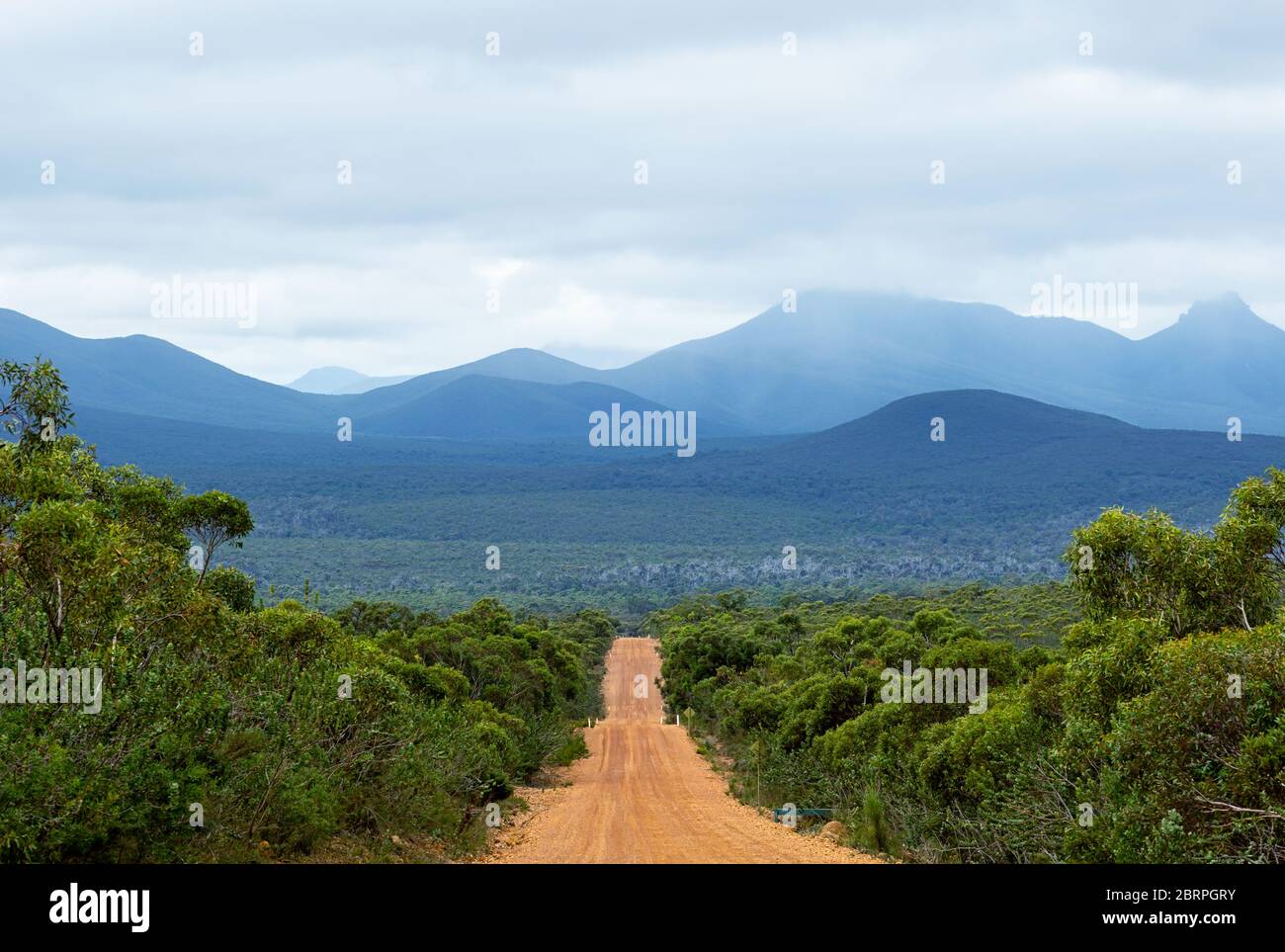 Dirt road to the Stirling Ranges in Western AUstralia Stock Photo