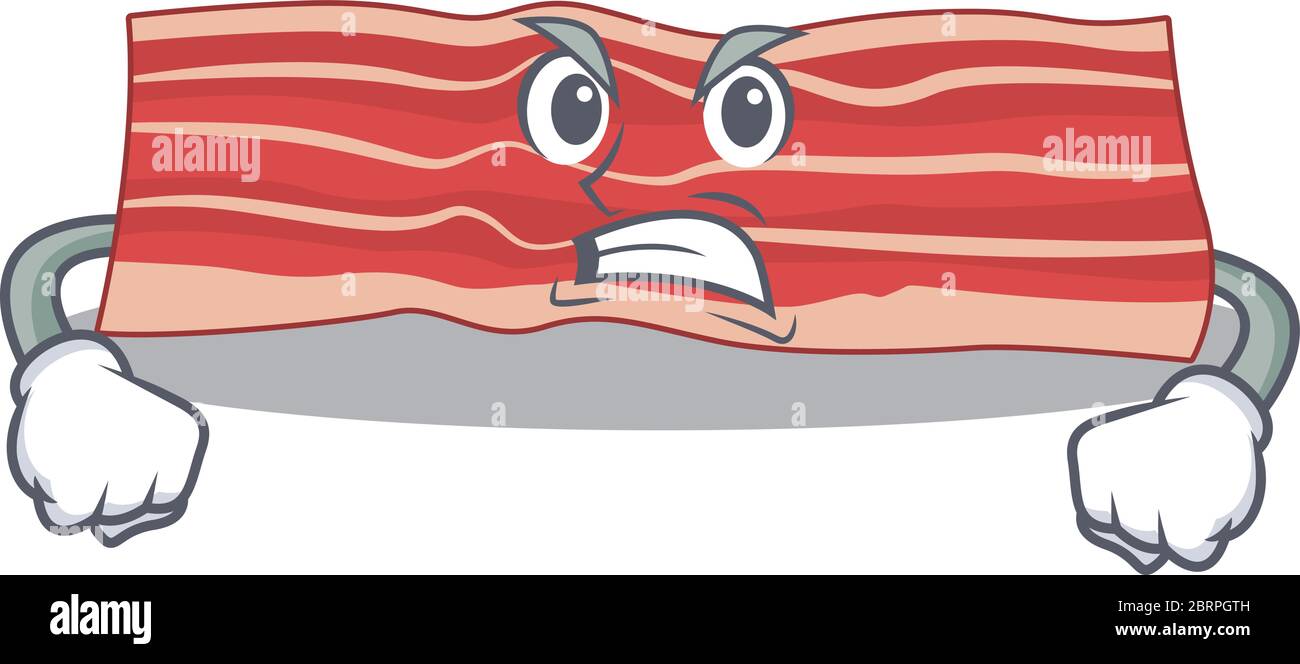 A cartoon picture of bacon showing an angry face Stock Vector