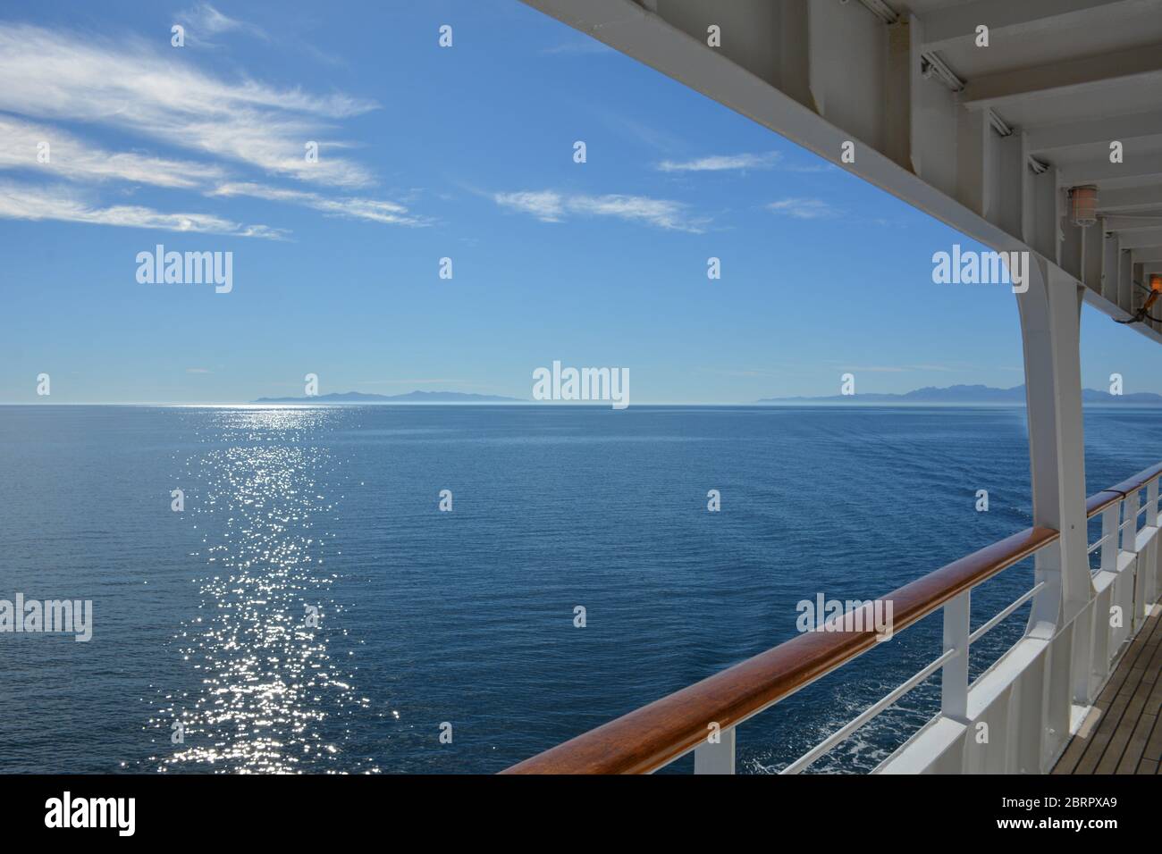 Views from the deck of the Safari Voyager small cruise ship near La Paz in the Sea of Cortez, Baja California Sur, Mexico. Stock Photo