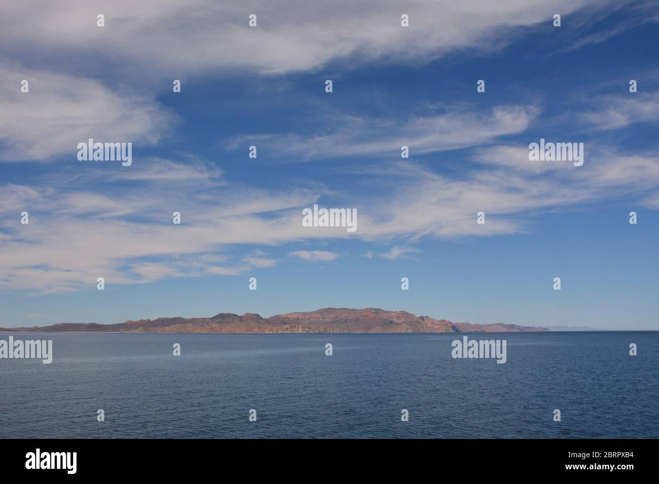 Dramatic views of the ocean, sky and island landscape of Baja California Sur near La Paz, Mexico. Stock Photo