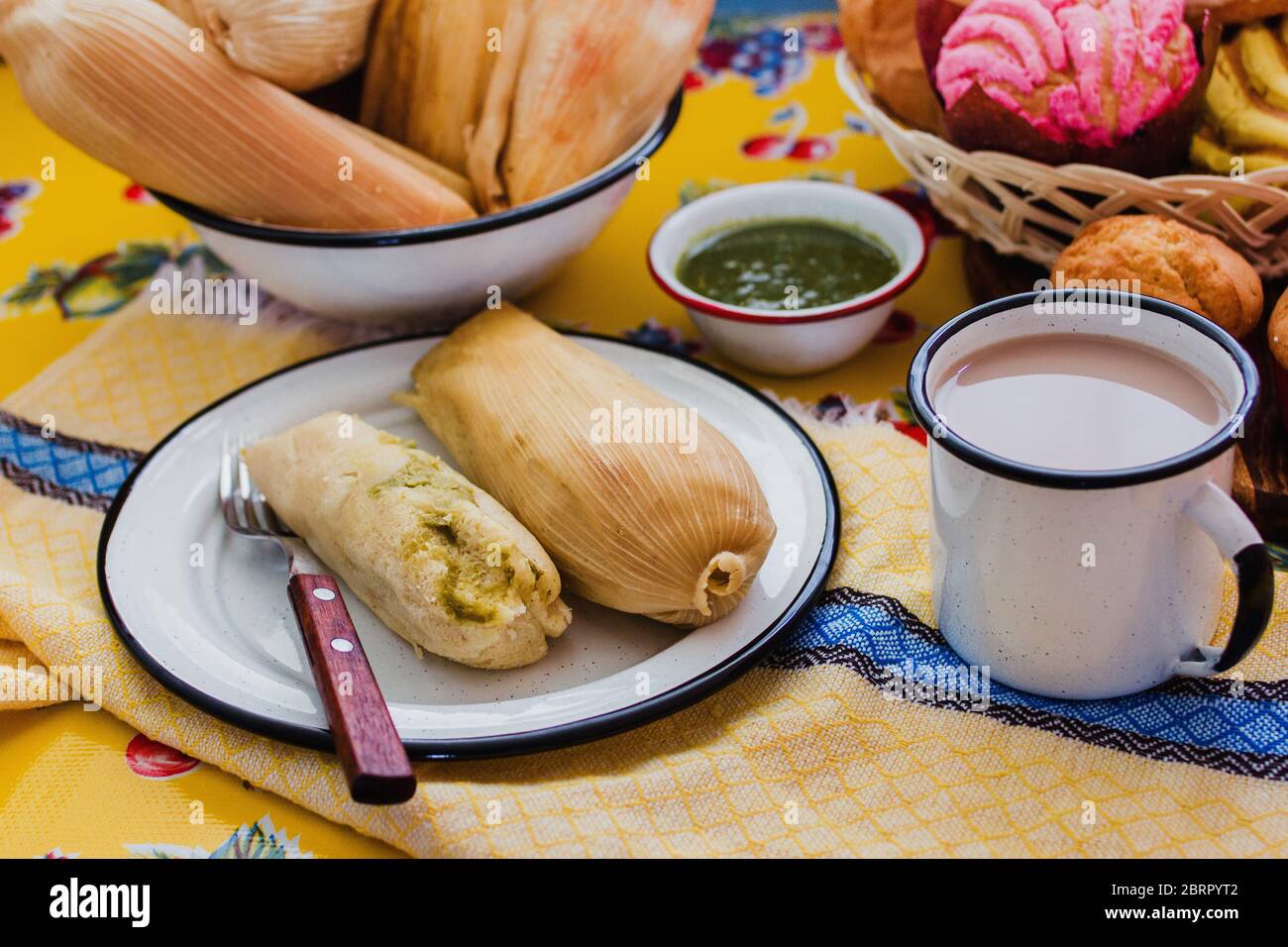 Mexican Tamales green sauce traditional food in Mexico Stock Photo Alamy