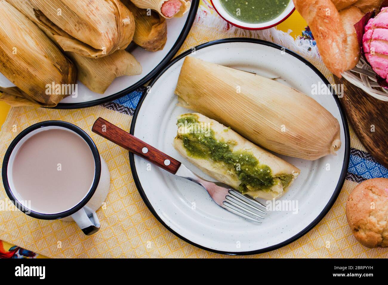 Mexican Tamales green sauce traditional food in Mexico Stock Photo Alamy