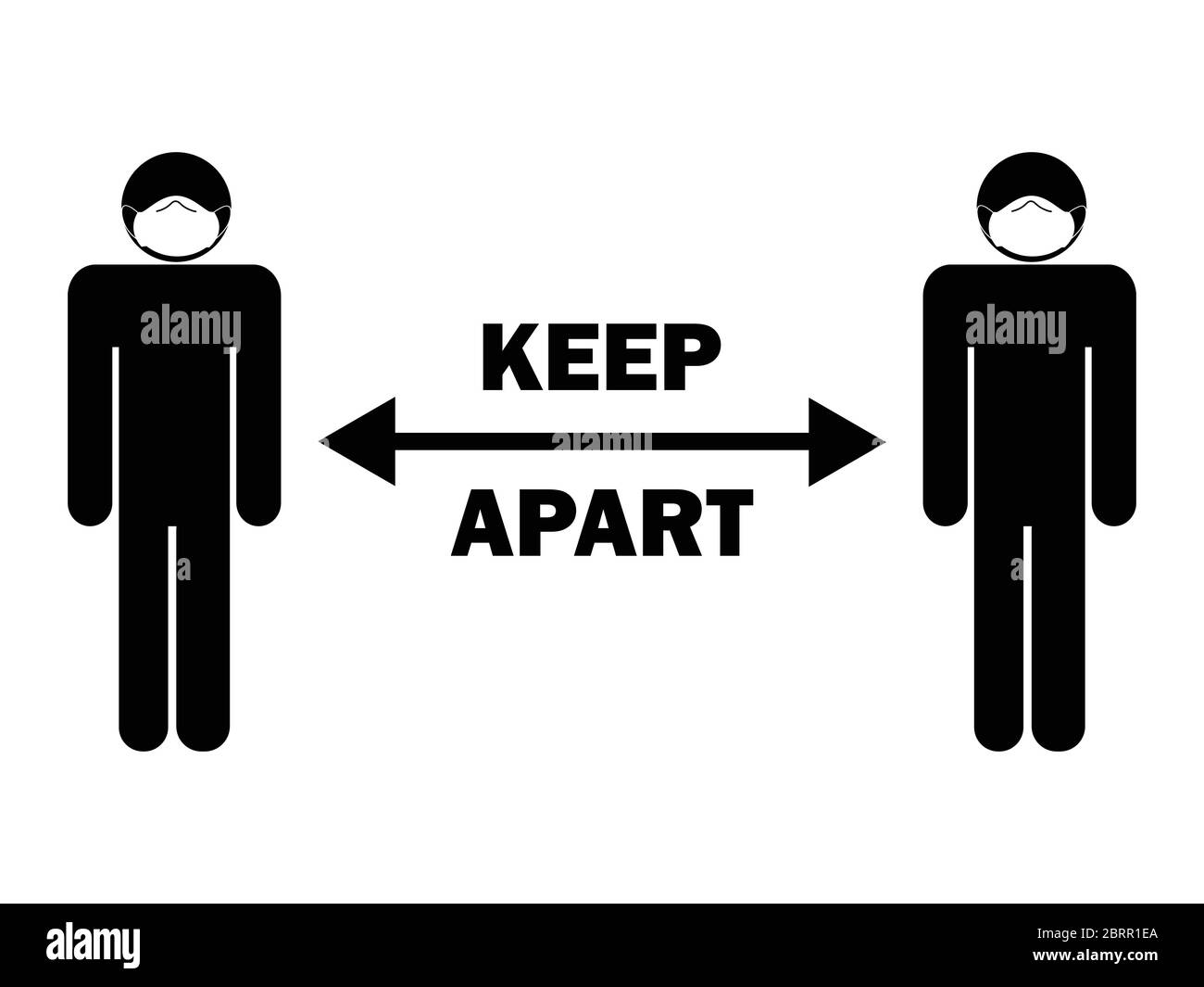Keep Apart stick figure with Mask. Illustration depicting social