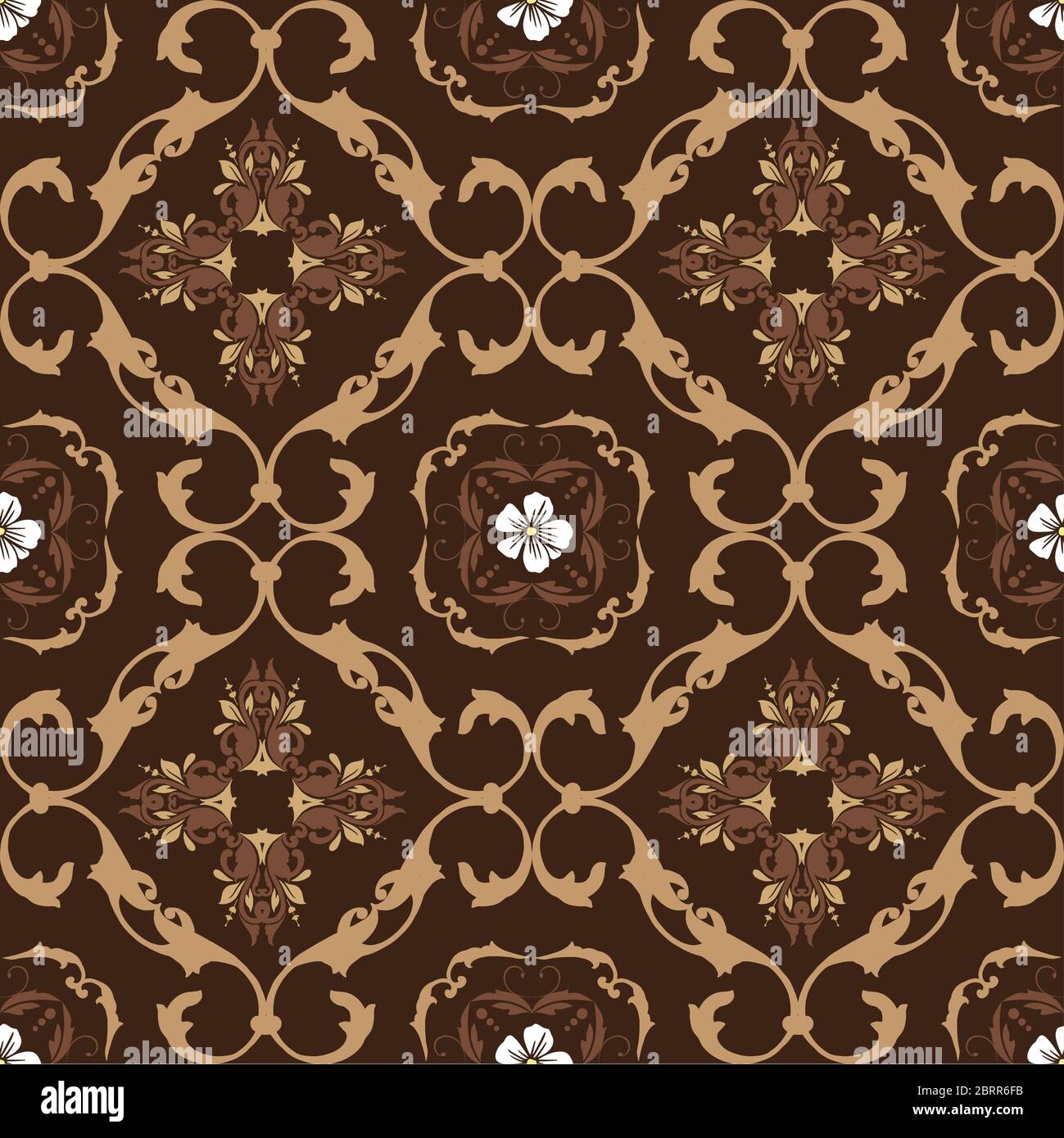 Elegance flower motifs of Java batik with dark brown color design Stock ...