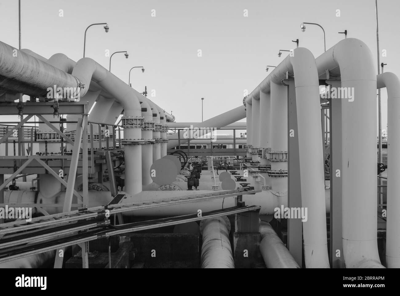 Pipeline and pipe rack of petroleum industrial plant. Offshore Industry
