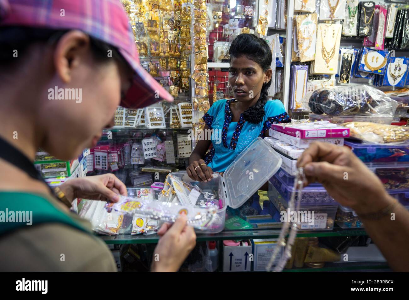 Jaffna / Sri Lanka - August 15, 2019: Asian tourist buying jewels in local jewelery Stock Photo