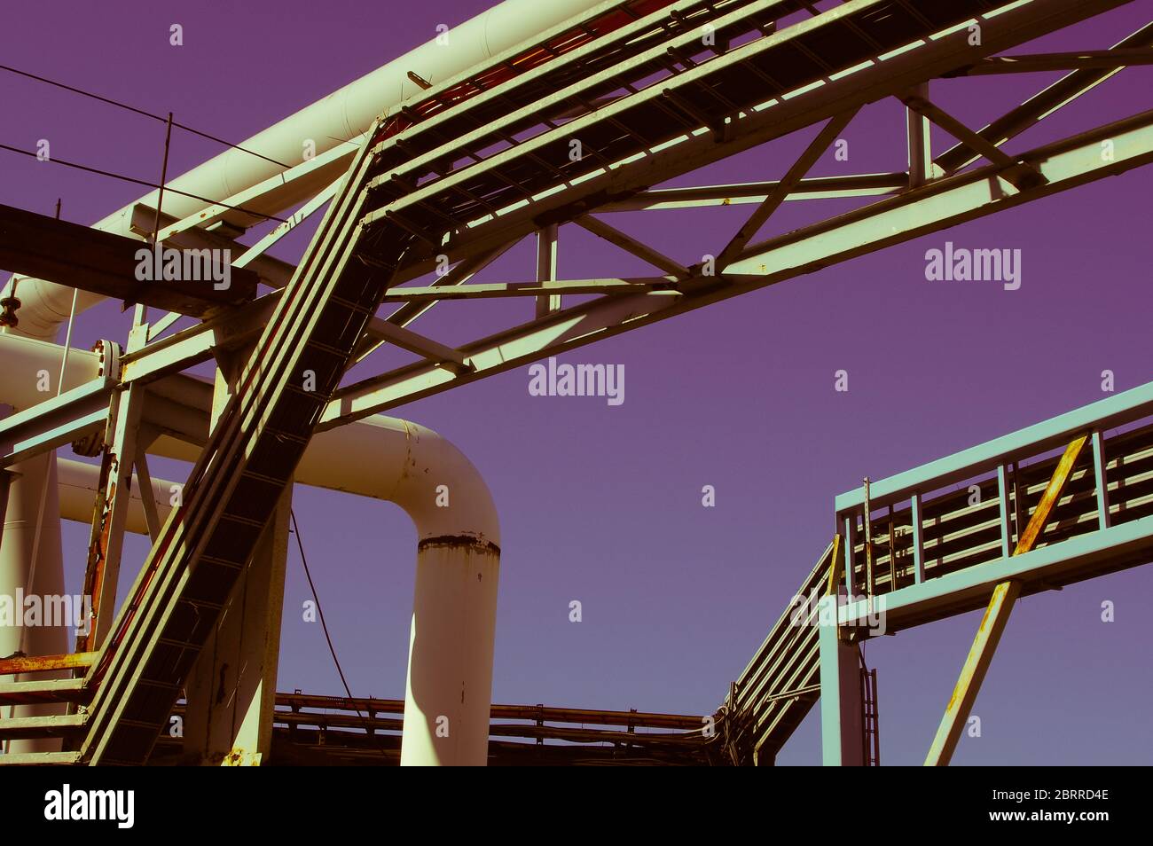 Pipeline and pipe rack of petroleum industrial plant. Offshore Industry ...