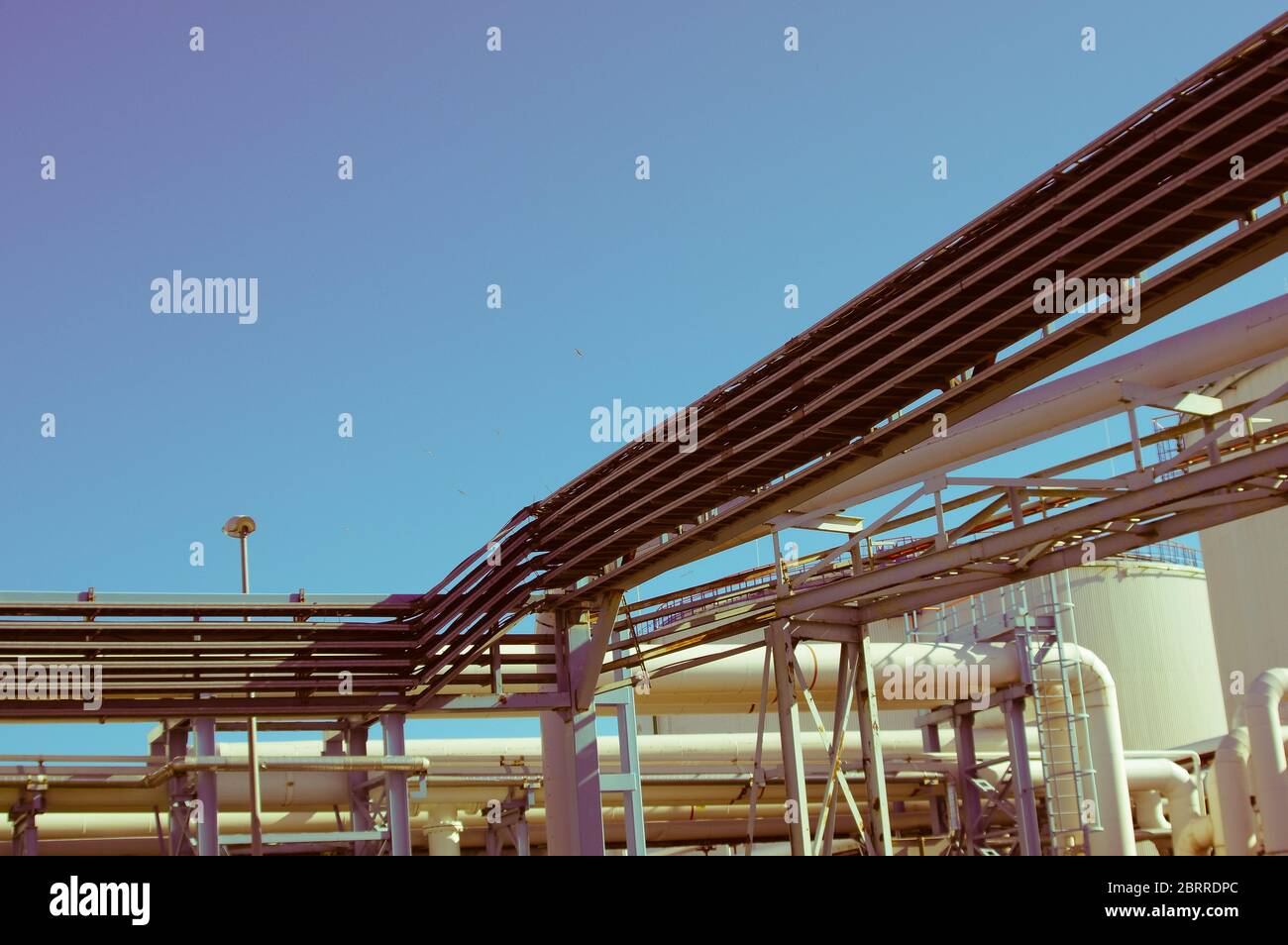 Pipeline and pipe rack of petroleum industrial plant. Offshore Industry ...