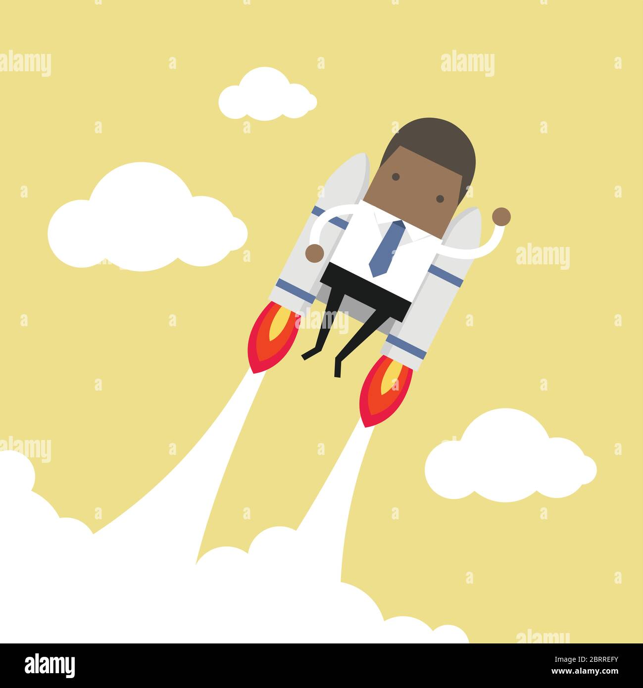 African businessman flying with jetpack Stock Vector Image & Art - Alamy