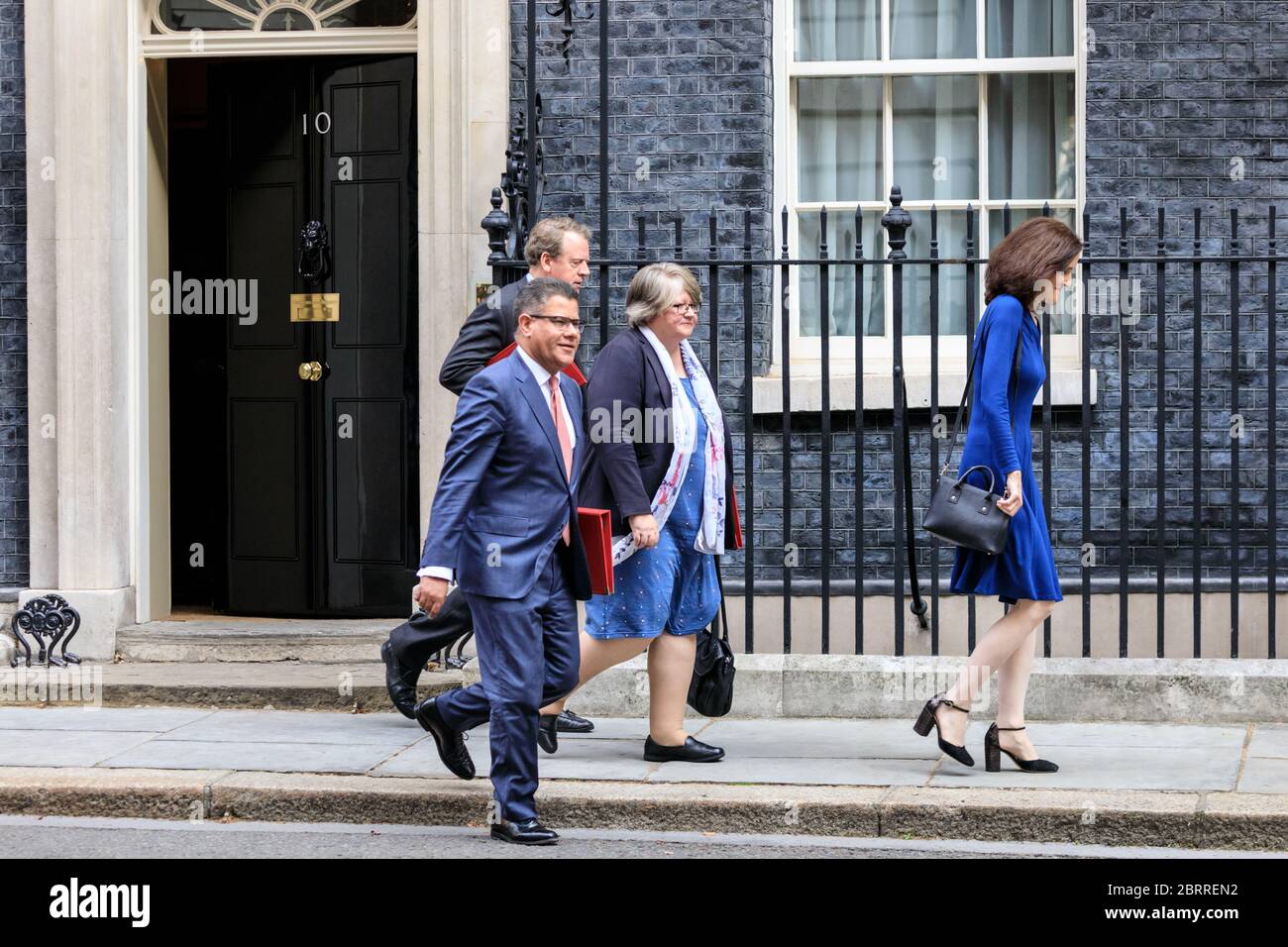 L to r: Alister Jack, Alok Sharma, Therese Coffiey, Theresa Villiers, British government cabinet ministers walk along Downing Street, London Stock Photo