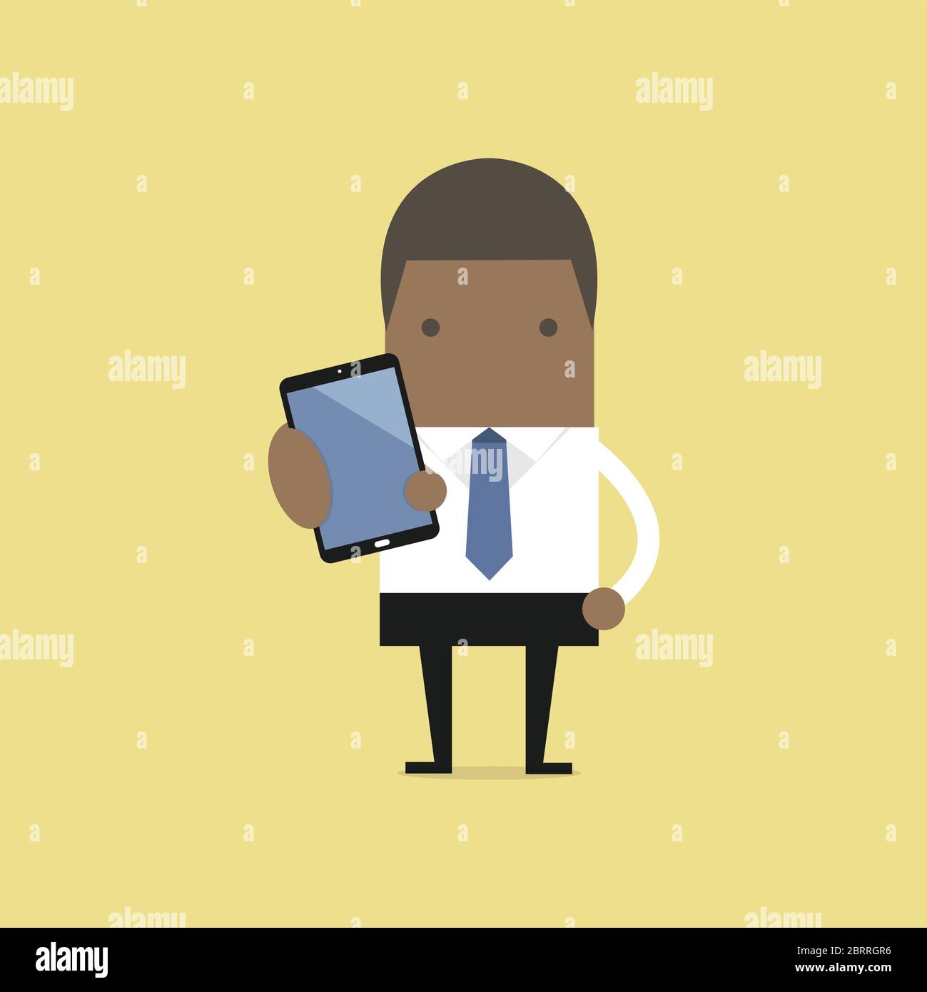 African businessman hold mobile phones. Stock Vector