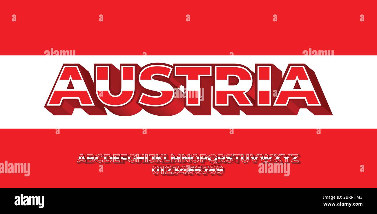 Austria flag color text style design templates Stock Vector