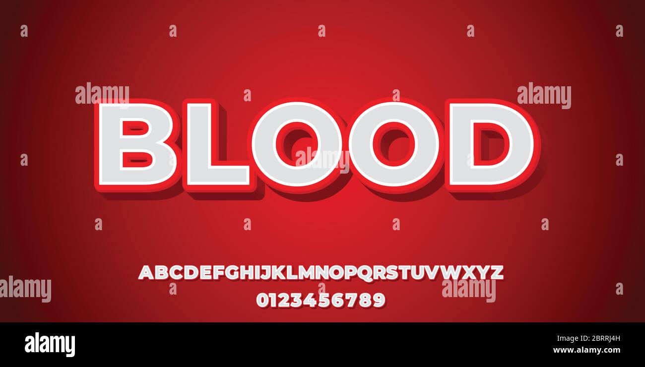 White 3d with red shadow  font style design templates Stock Vector