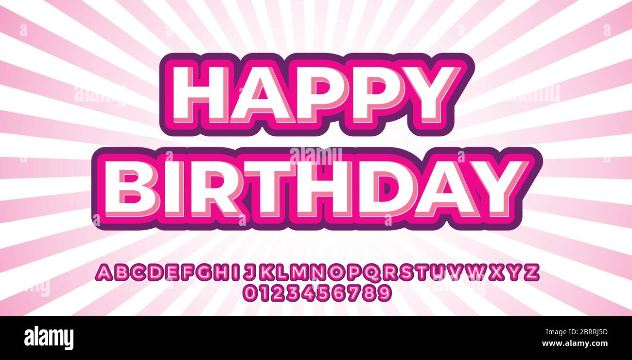 Modern pink with purple shadow 3d font style design templates Stock Vector