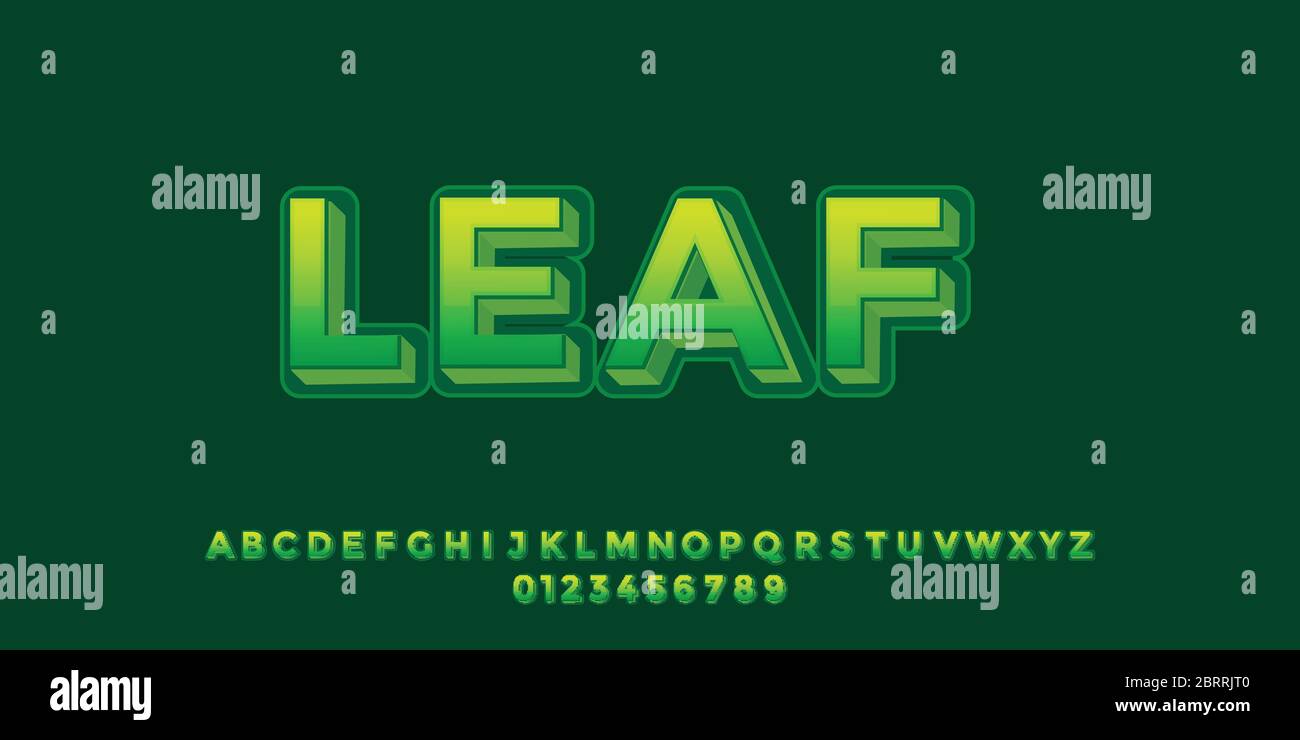 Font style gradient green 3d design templates Stock Vector Image Art