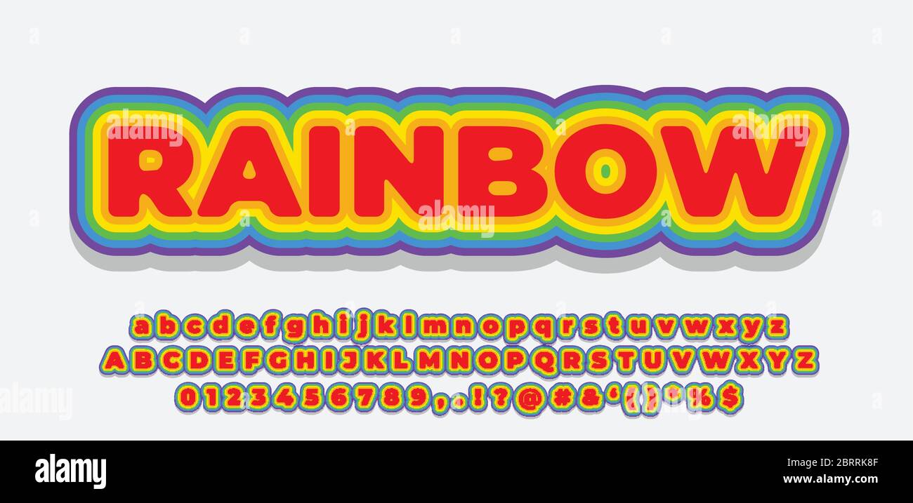 font style 3d effect rainbow color design template Stock Vector