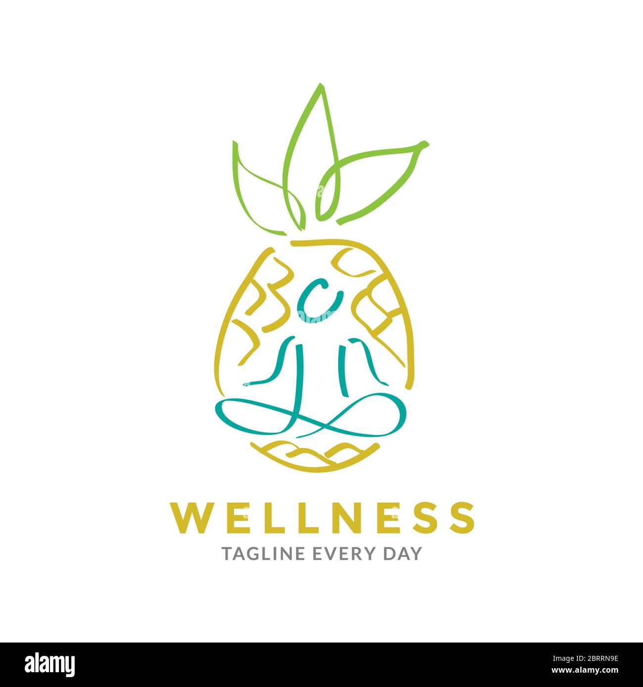 Pineapple yoga logo design - vector Stock Vector