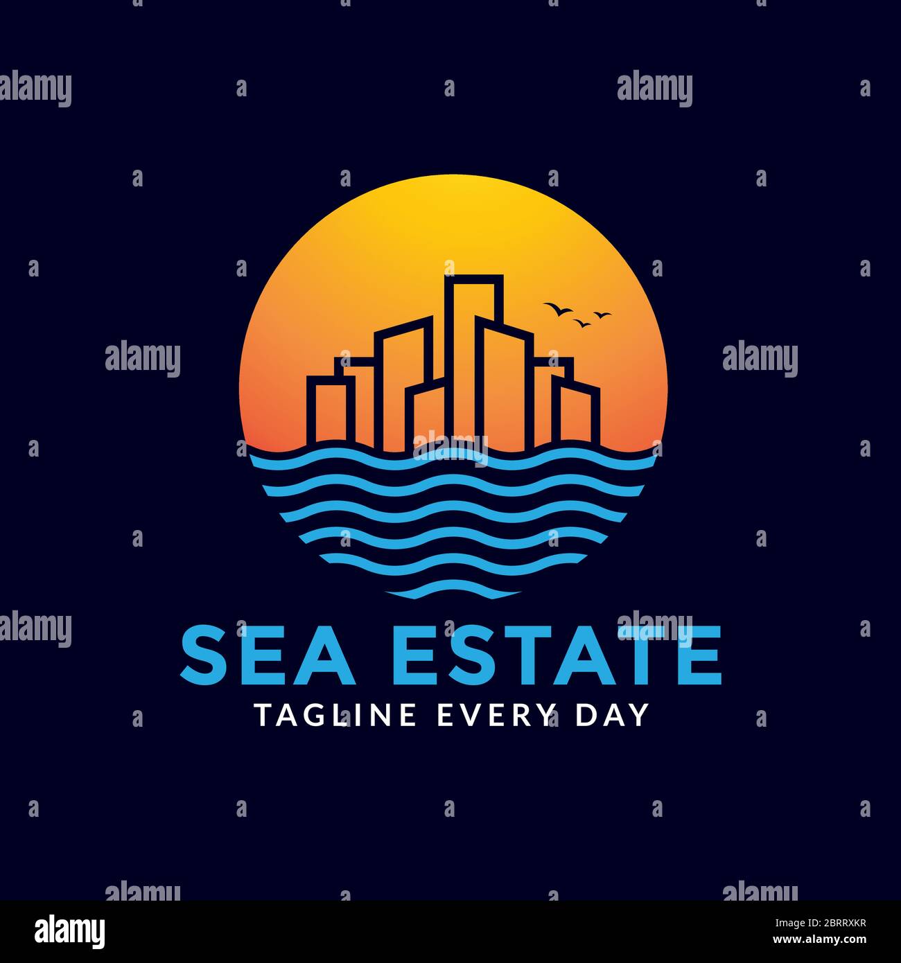 Seashore estate logo design Stock Vector