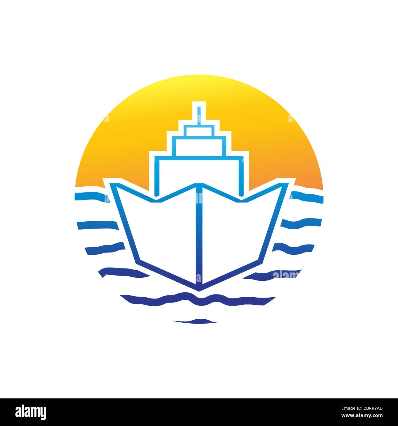 Ship sunset logo design template Stock Vector