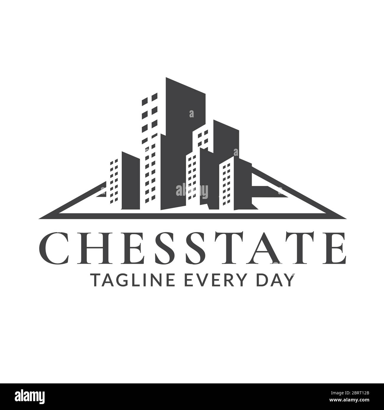 Chess real estate logo design template Stock Vector