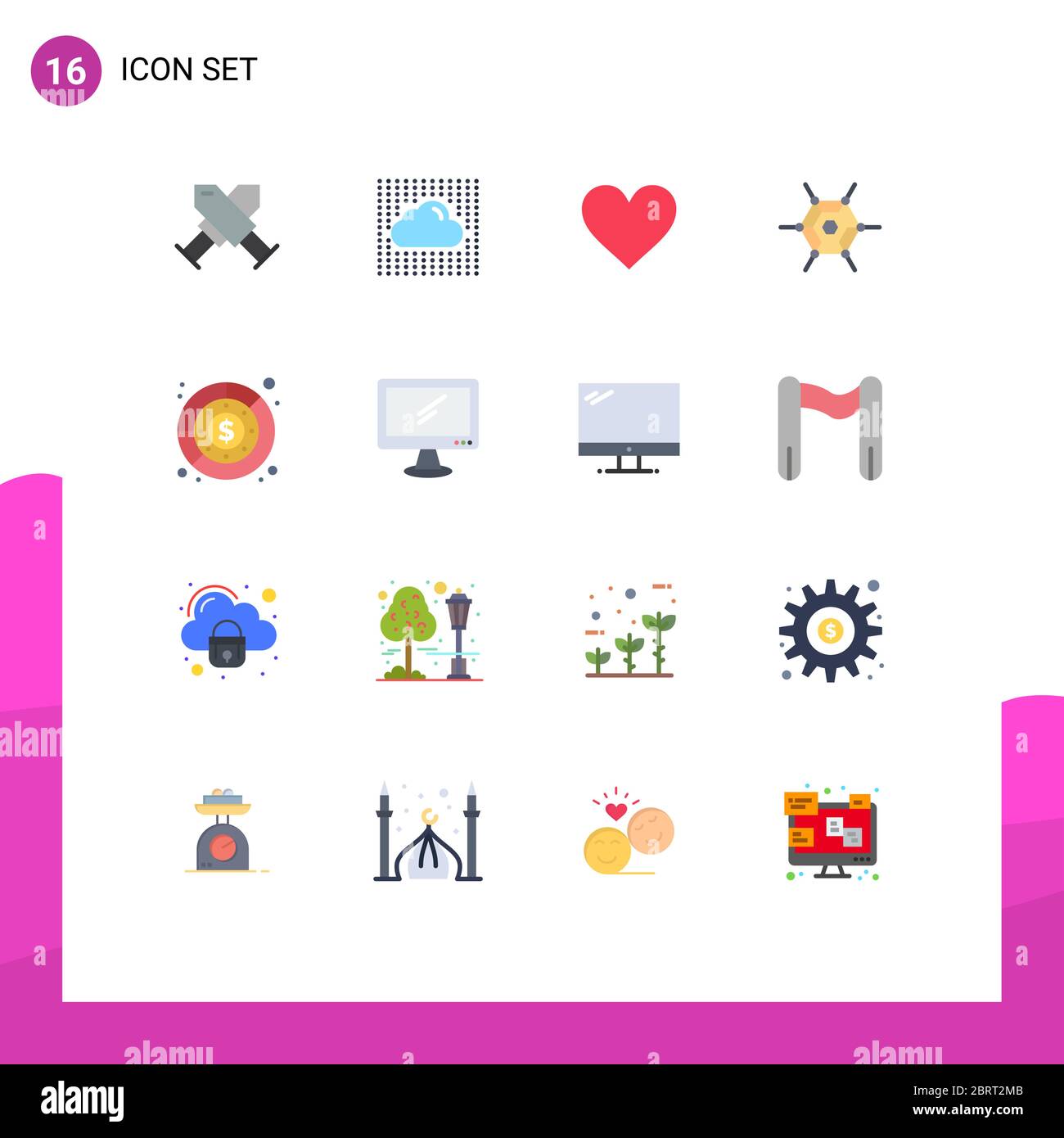 Stock Vector Icon Pack of 16 Line Signs and Symbols for expenditure, technology, layers, network, wedding Editable Pack of Creative Vector Design Elem Stock Vector