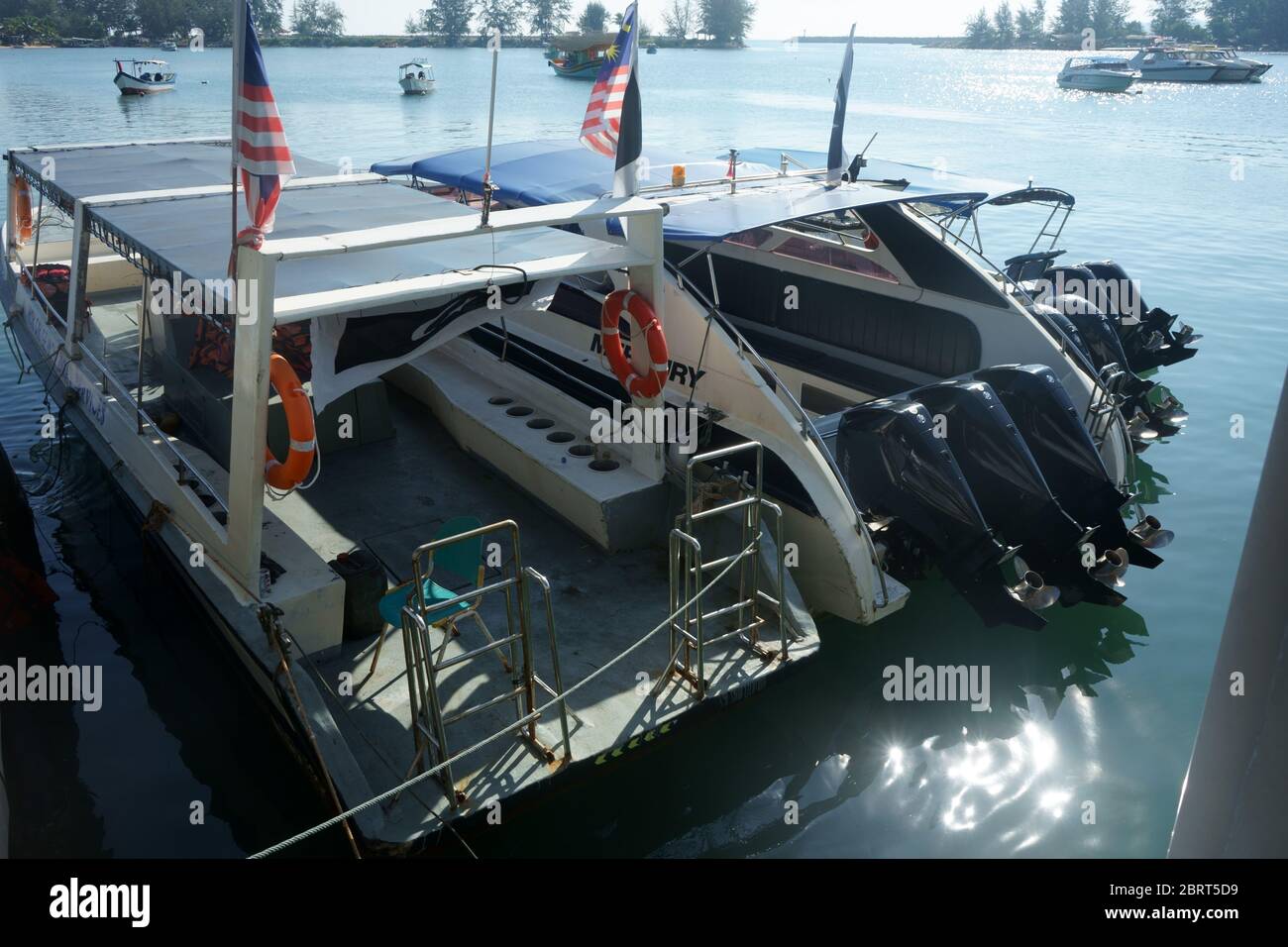 Speed boat park at the jetty. Speed boats used to ferry tourists to