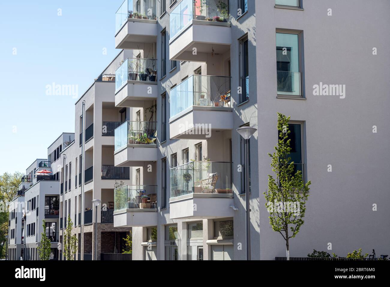 Modern multi-family apartment buildings seen in Berlin, Germany Stock Photo