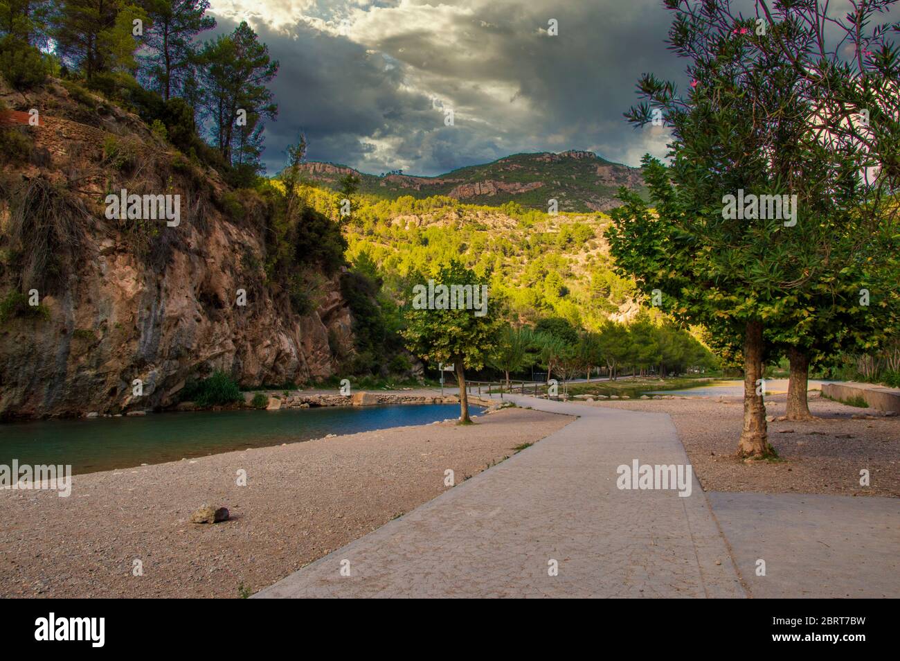 Path next to the natural pools of Montanejos, Spain Stock Photo Alamy