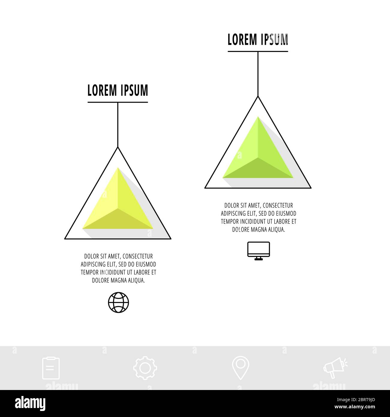 Vector infographics design template with triangle. Two steps. Abstract ...