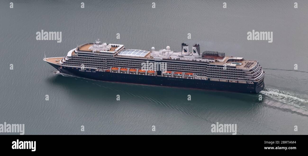 Holland America Cruise Line Westerdam Sailinig In Gastineau Channel In Alaska Usa Aerial View Stock Photo Alamy