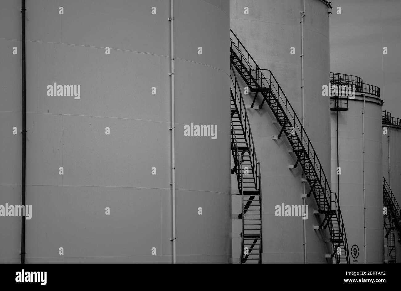 Crude oil tank in the oil refinery. Storage tanks for oil. Tanks for