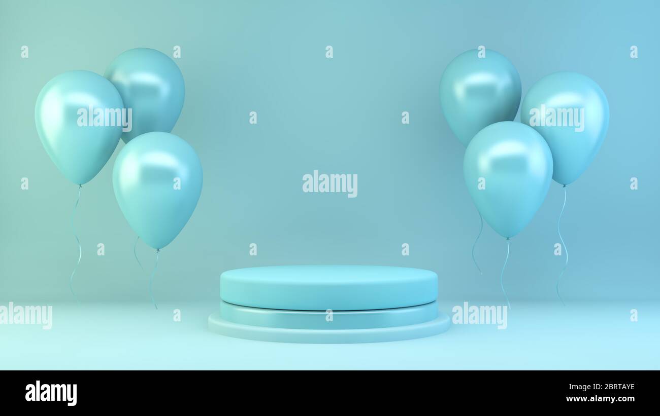 blue product presentation scene with balloons 3d rendering Stock Photo ...