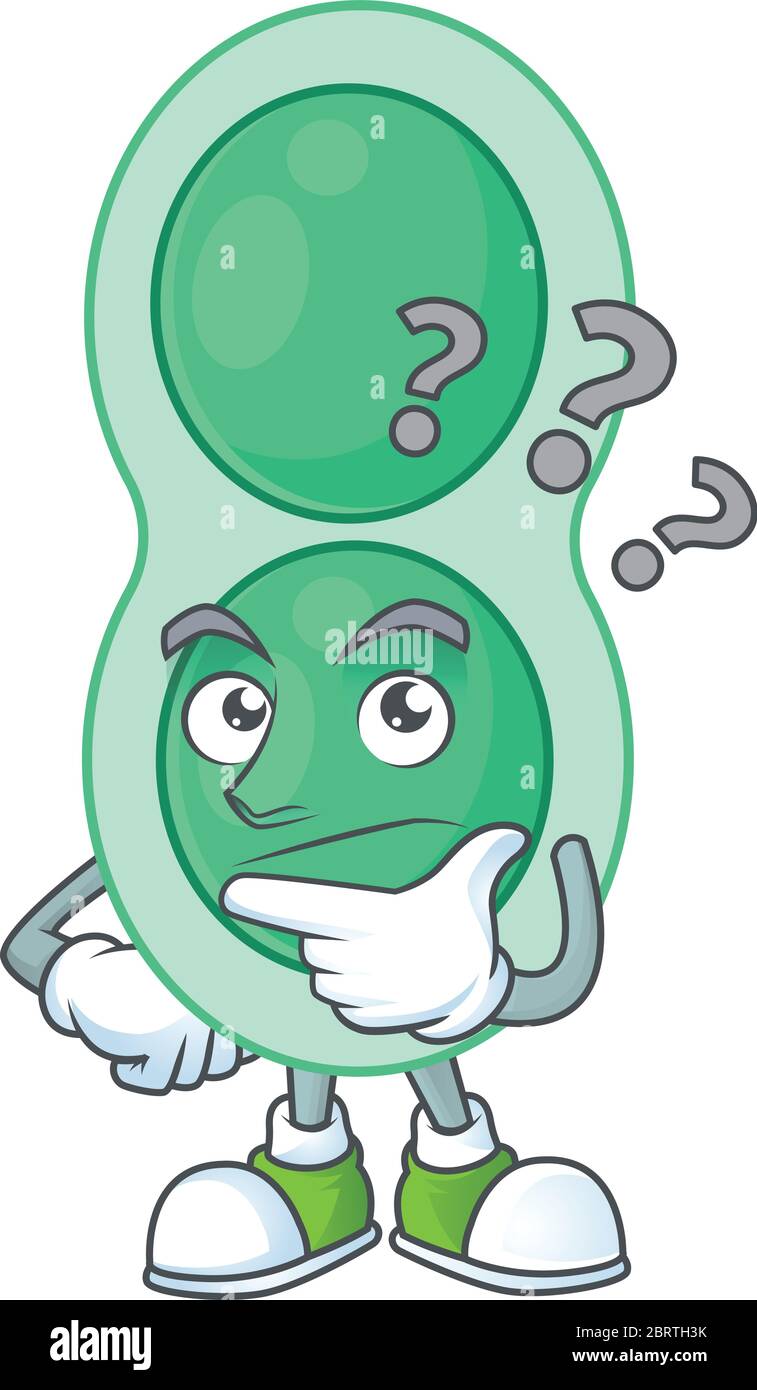 mascot design concept of green streptococcus pneumoniae with confuse gesture Stock Vector