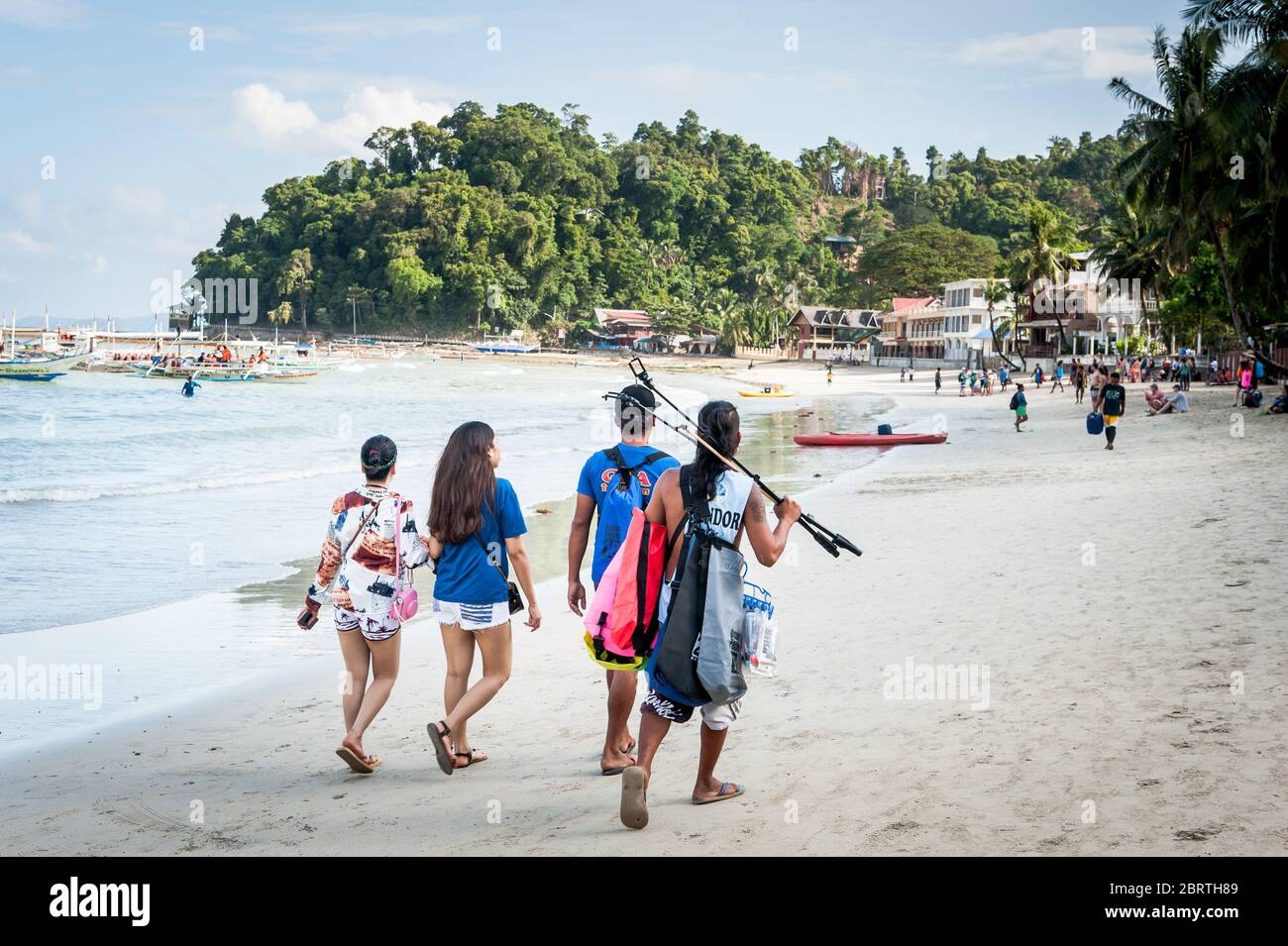 Morning Scene At The Main Beach In El Nido Philippines As Tourists Begin To Head Out On Day Boats Stock Photo Alamy