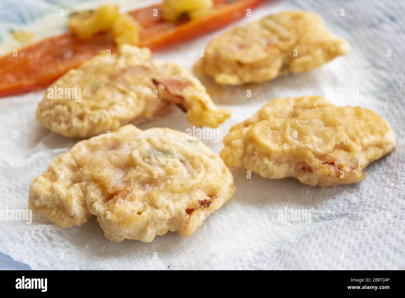 crispy fried fritters made with courgette flowers Stock Photo Alamy