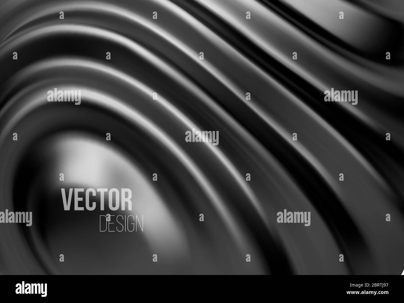 Black shiny liquid waves 3d realistic background. Vector illustration Stock Vector