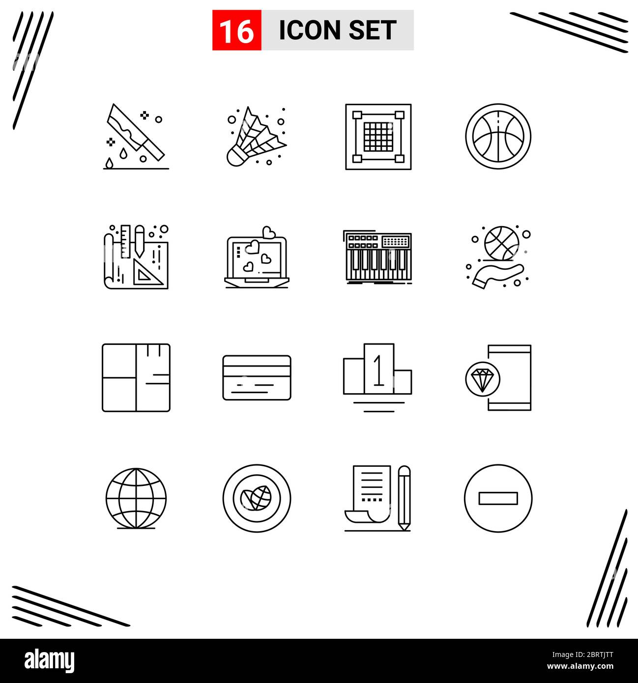 Group Of 16 Outlines Signs And Symbols For Interior Design Creative Sports Grid Editable Vector Design Elements Stock Vector Image Art Alamy
