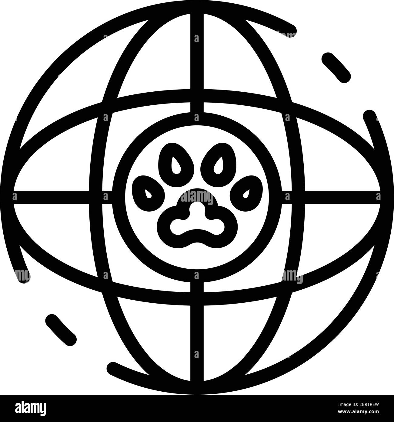 Global dog handler icon, outline style Stock Vector