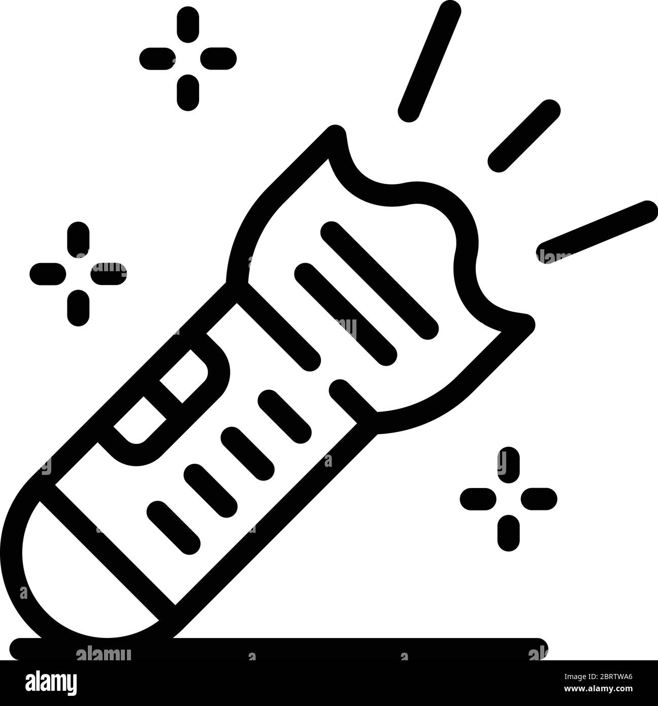 Policeman flashlight icon, outline style Stock Vector